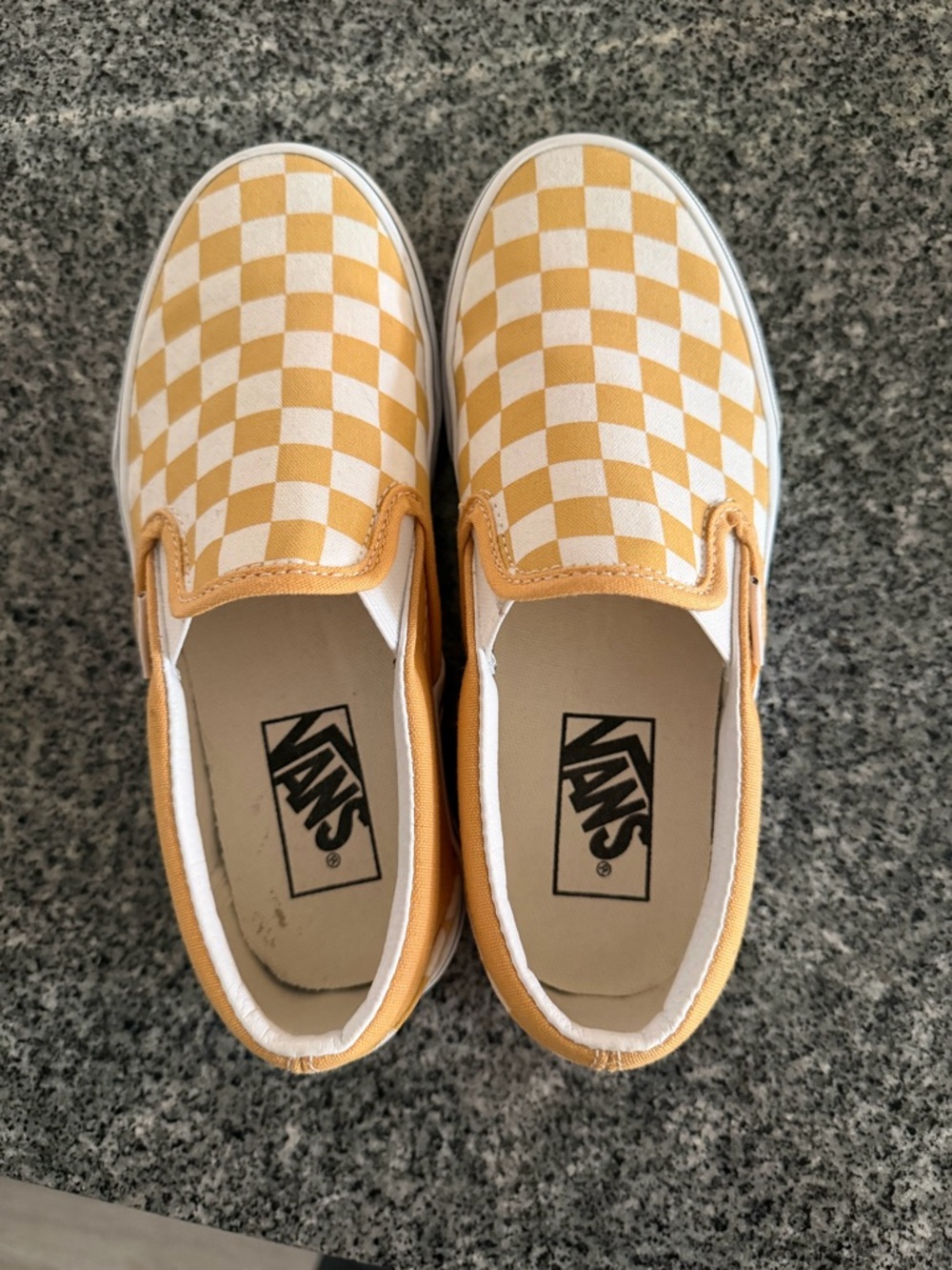 Vans Yellow Checkered Slip On Shoes - Picture 6 of 8